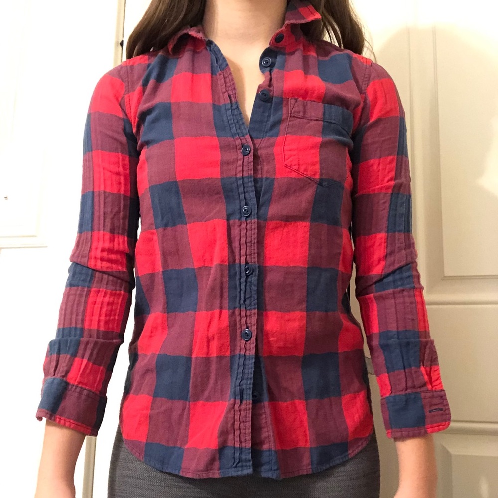 Jcrew red and navy flannel